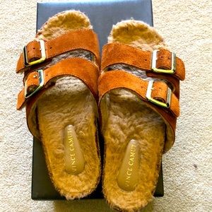 Vince Camuto Mannissa Slide Sandal in Cognac